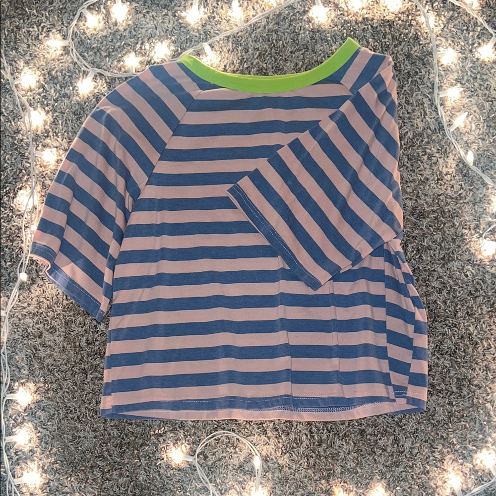 Striped Tee Shirt with Green Accents